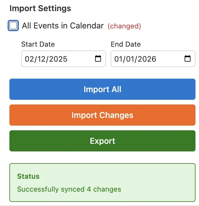 Exporting to Outlook screenshot 1