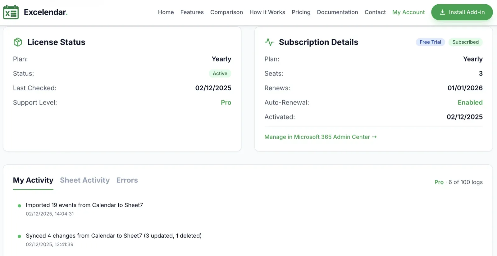 User Portal screenshot 1