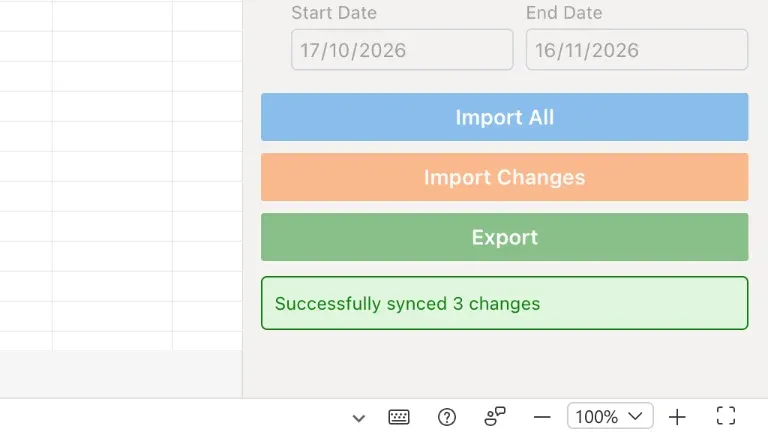 The status "Successfully synced 3 changes"