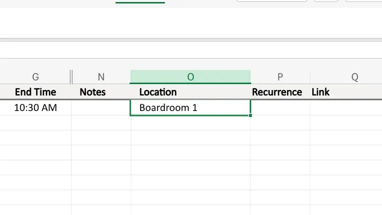 Location pulled from the team's sheet